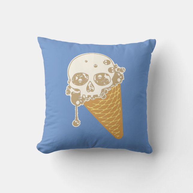 Evil Ice Cream Cone Throw Pillow (Front)