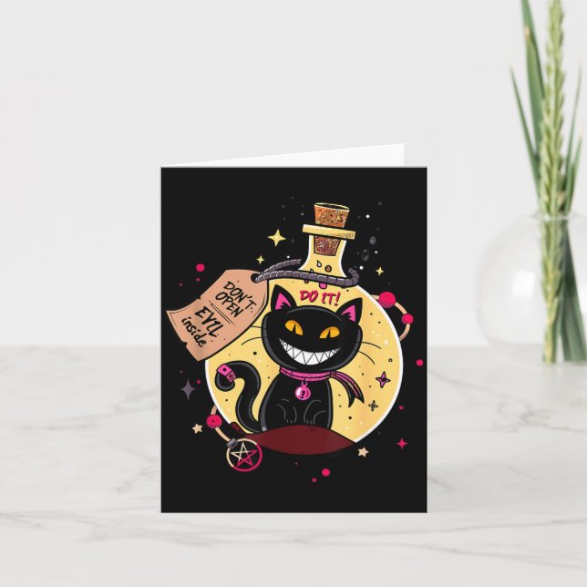 Evil Inside - Fun Cat In A Potion Bottle Card (Front)