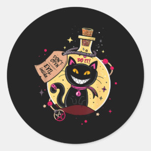 Evil Inside - Fun Cat In A Potion Bottle Classic Round Sticker