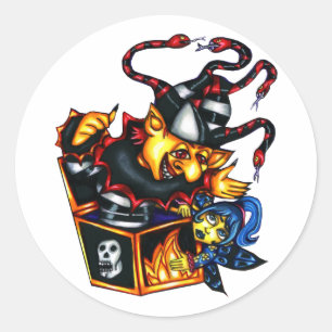 Evil Jack In the Box and fairy Goth Fantasy art Classic Round Sticker