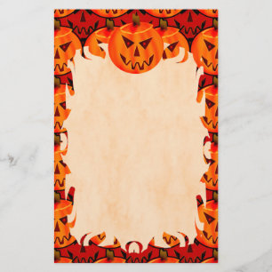 Evil Jack-O-Lantern Flame Stationery
