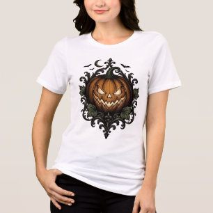 Evil Jack O Lantern Gothic Halloween Pumpkin Tri-Blend Shirt