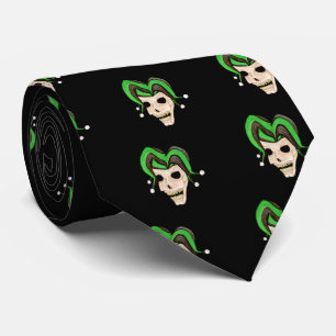 Evil Jester Skull (Green) Tie