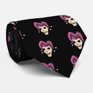 Evil Jester Skull (Pink) Tie