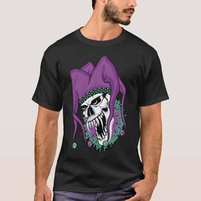 Evil Jester Skull T-Shirt (Front)