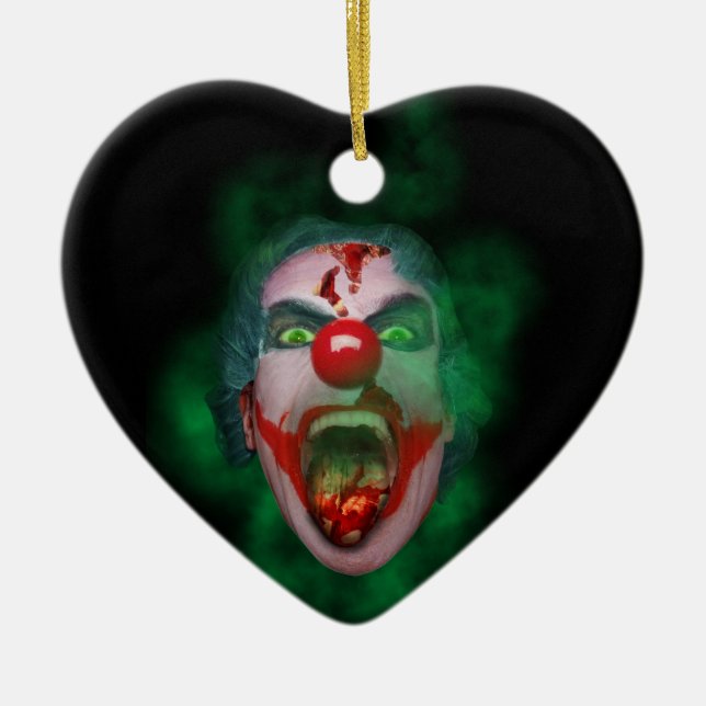 Evil Joker Clown Face Ceramic Tree Decoration (Front)