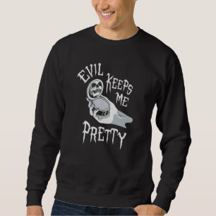 Evil Keeps Me Pretty Cosmetic Makeup Compact Skele Sweatshirt