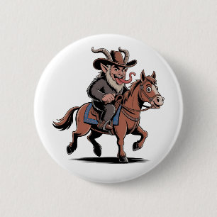 EVIL Krampus Christmas Cowboy Horse Western Xmas 6 Cm Round Badge