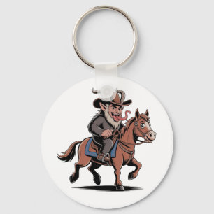 EVIL Krampus Christmas Cowboy Horse Western Xmas Key Ring