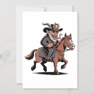 EVIL Krampus Christmas Cowboy Horse Western Xmas Magnetic Invitation