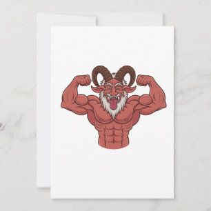 Evil Krampus Christmas Flexing Muscles Fitness Card