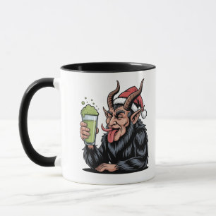 Evil Krampus Drinking Green Drink Matcha Xmas  Mug