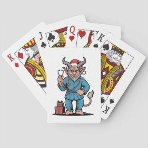Evil Krampus Nurse Scrubs Nursing Christmas  Playing Cards