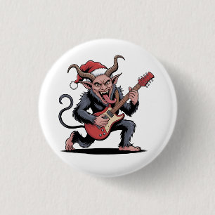 Evil Krampus Playing Guitar Electric Music Xmas  3 Cm Round Badge