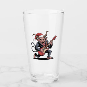 Evil Krampus Playing Guitar Electric Music Xmas Glass