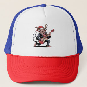 Evil Krampus Playing Guitar Electric Music Xmas Trucker Hat