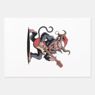 Evil Krampus Playing Guitar Electric Music Xmas Wrapping Paper Sheet