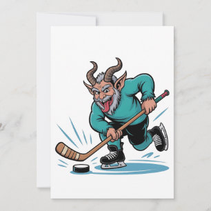 Evil Krampus Playing Ice Hockey Christmas Sport  Card