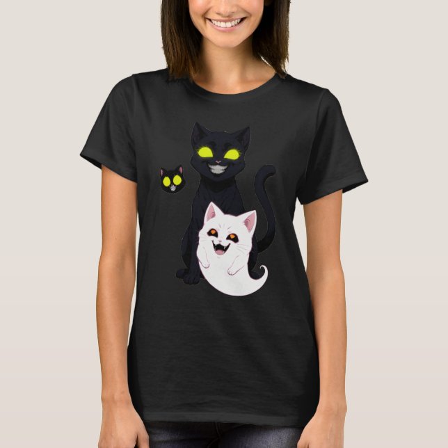 Evil Little Demon Cat Funny Design T-Shirt (Front)