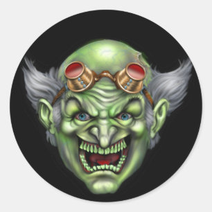Evil Mad Scientist Classic Round Sticker