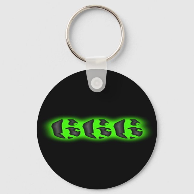 Evil Mark of the Beast Green 666 Keychain (Front)