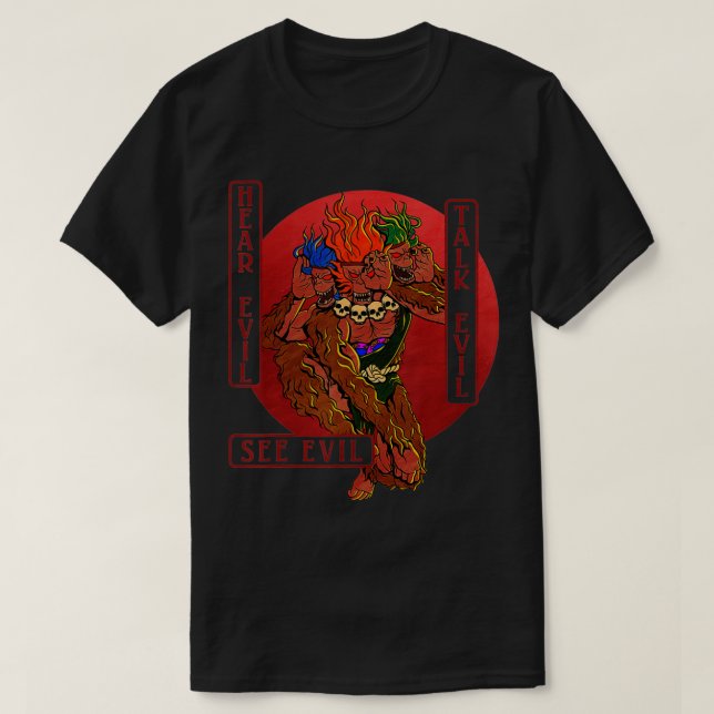 Evil Monkey See Evil Hear Evil,Talk Evil Three wis T-Shirt (Design Front)
