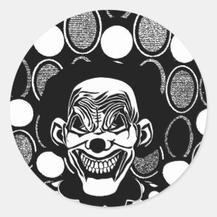Evil Monster creepy Clown Scary Circus art Classic Round Sticker
