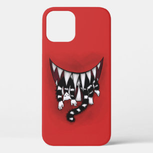 Evil Monster Mouth Sharp Teeth Eating Cat Horror iPhone 12 Case