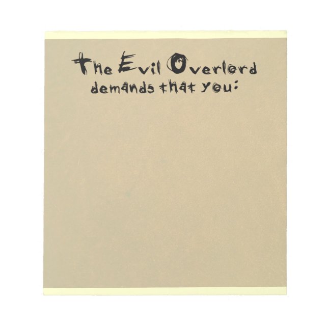 Evil Overlord Notepad (Front)
