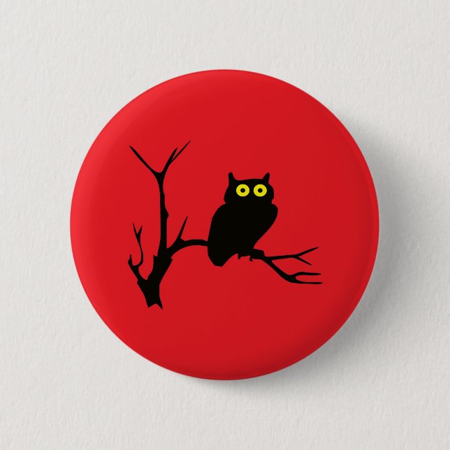Evil owl 6 cm round badge (Front)