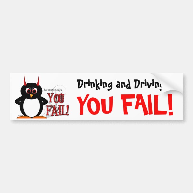 Evil Penguin Drinking & Driving Bumper Sticker (Front)