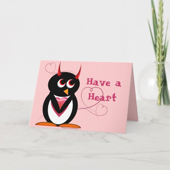 Evil Penguin Valentines Day Card (Front)