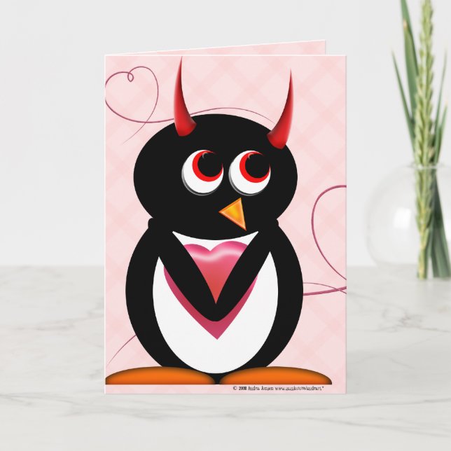 Evil Penguin Valentines Day Card (Front)