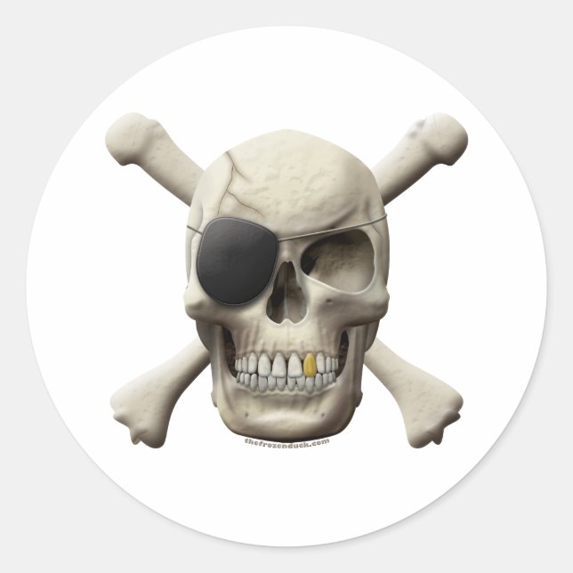 Evil Pirate Skull & Crossbones Classic Round Sticker (Front)