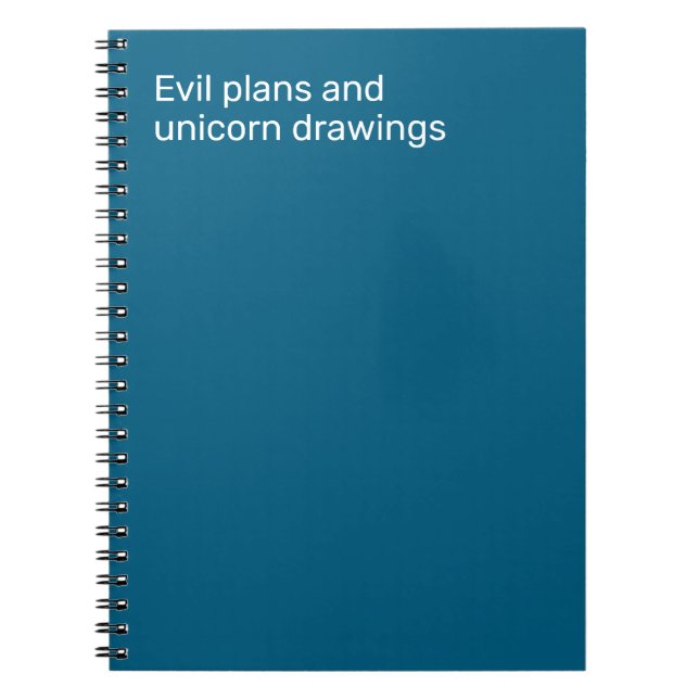 Evil plan and unicorn drawings notebook (Front)