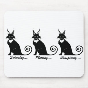 Evil Plotting Cat Trio Mouse Pad