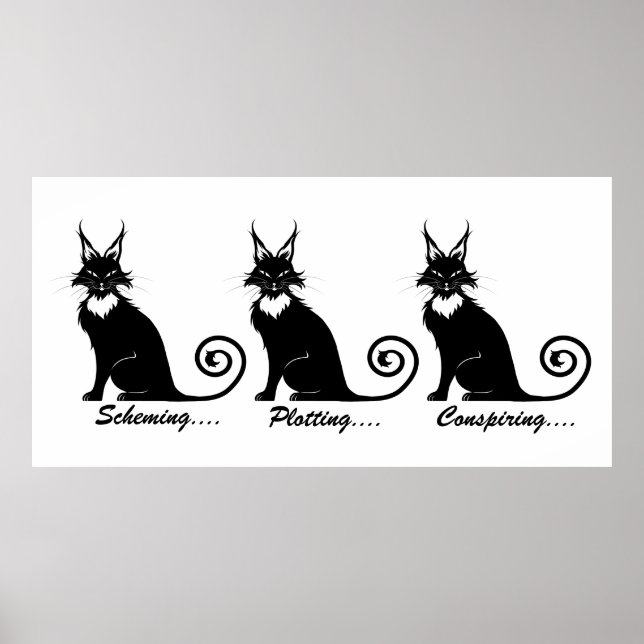 Evil Plotting Cat Trio Poster (Front)