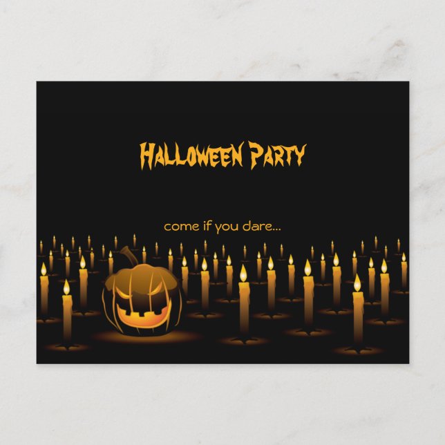 Evil Pumpkin Halloween Candles Invitation Postcard (Front)