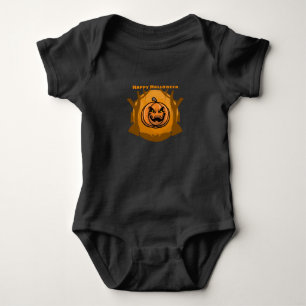 Evil Pumpkin Happy Halloween Tree Baby Bodysuit