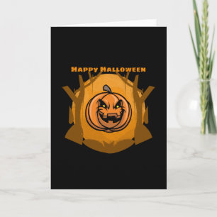 Evil Pumpkin Happy Halloween Tree Card