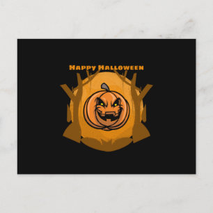 Evil Pumpkin Happy Halloween Tree Postcard