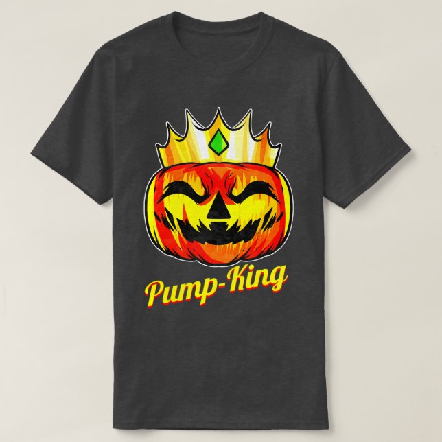 Evil Pumpkin King Pump King With Crown Halloween  T-Shirt (Design Front)