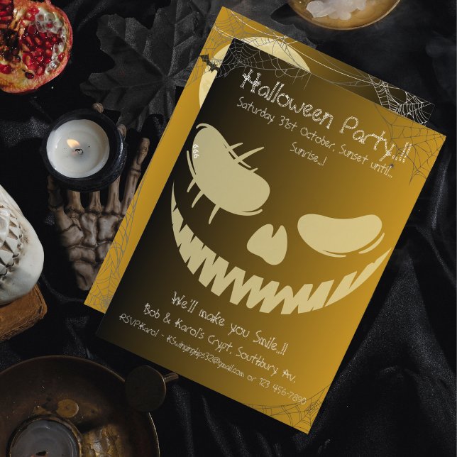 Evil Pumpkin Smile Halloween Party Invitation (Evil Pumpkin Smile Halloween Party Invitation)