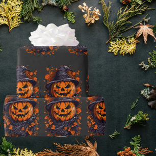 Evil Pumpkin Witch Wrapping Paper