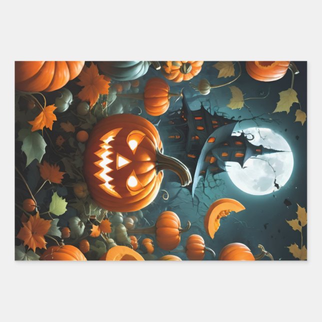 Evil pumpkin wrapping paper sheet (Front)