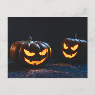 Evil pumpkins smile postcard