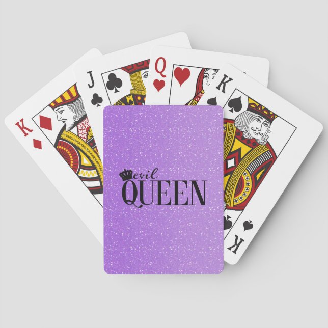 EVIL QUEEN Crown Purple Glitter Glam playing cards (Back)