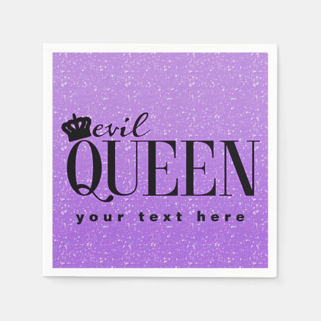EVIL QUEEN Purple Glitter Glam Party Napkins (Front)