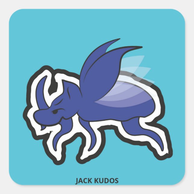 Evil Rhino Beetle Blue | Jack Kudos Square Sticker (Front)