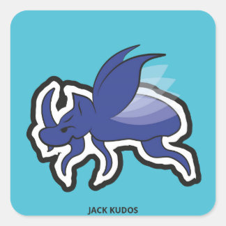 Evil Rhino Beetle Blue | Jack Kudos Square Sticker